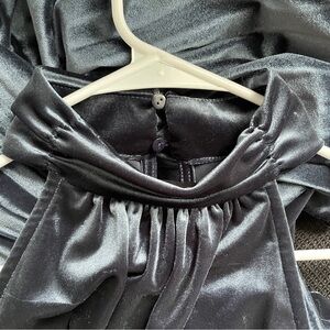 Skies are Blue Velvet Mock Neck Halter Dress